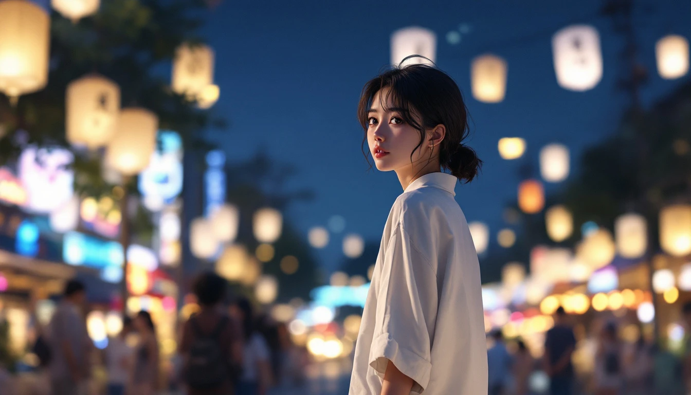 夏祭りの帰り道の見本（楽しさのあとのさみしさ）