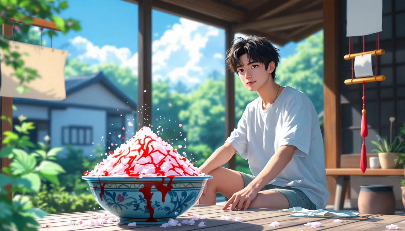 縁側のかき氷の見本（夏の涼しさ・なつかしさ）
