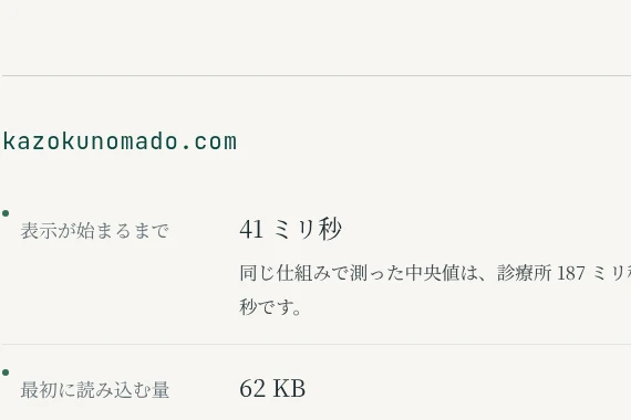 サイトの点検の結果画面