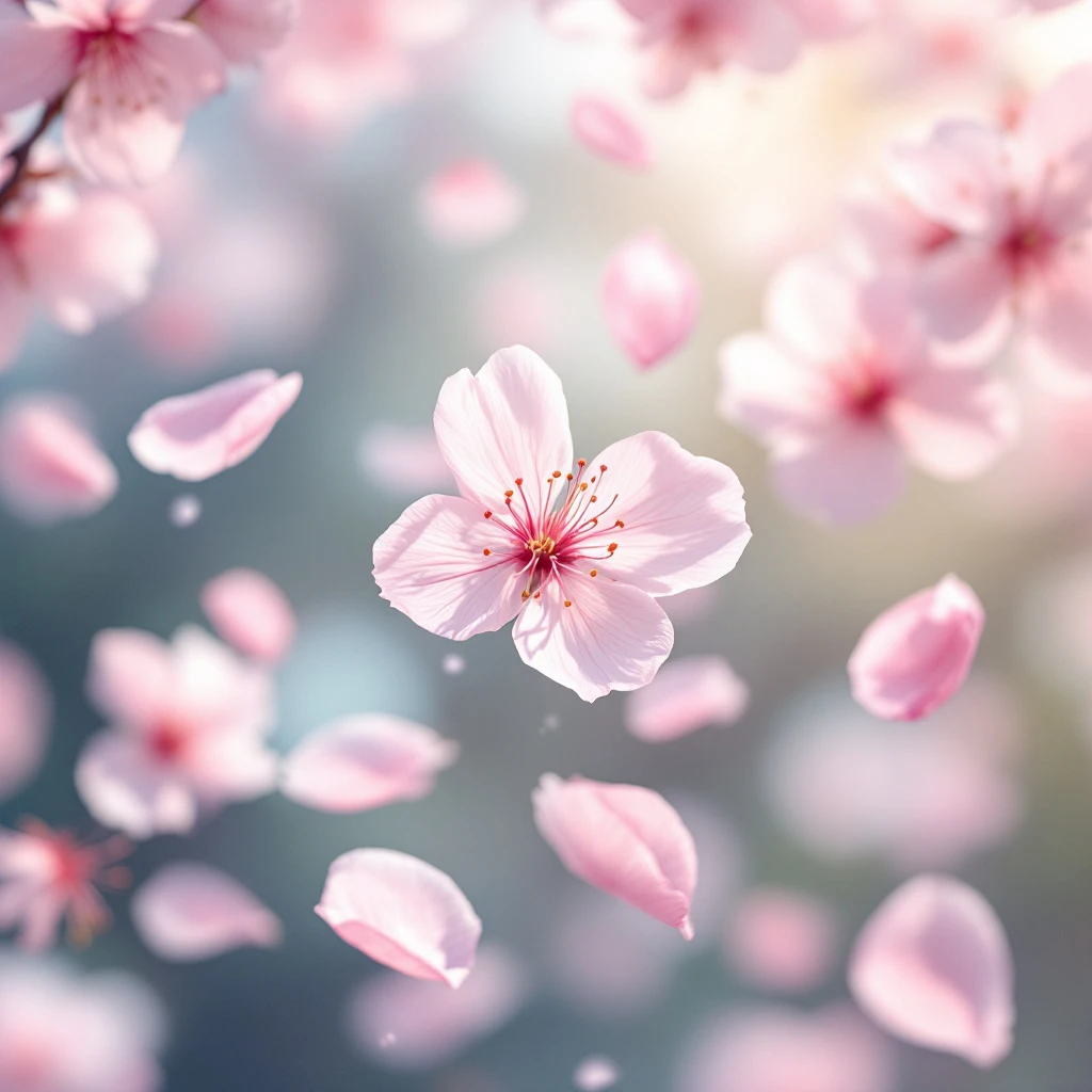 やわらかい光の中を、桜の花びらが舞っている